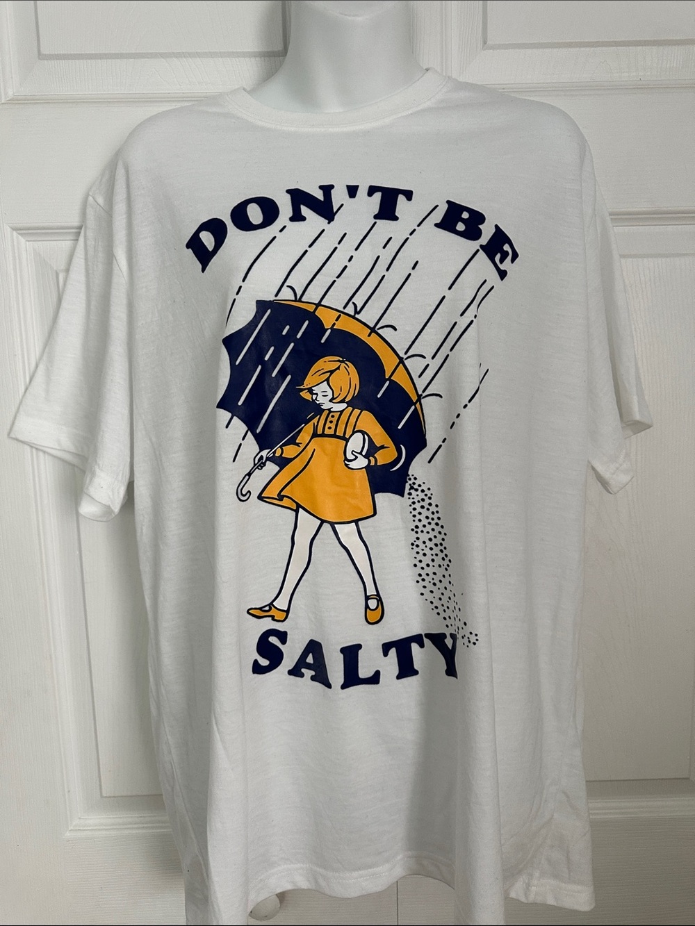 Women’s Graphic Tee - "Don't Be Salty" White & Yellow XL Like New Without Tags